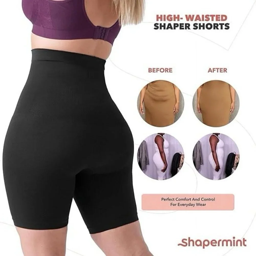 Shapermint Empetua High Waisted Shaper Shorts Sz XXXL 3XL Black Shapewear 55021